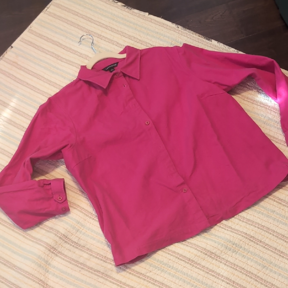 Lands' End Bright Pink Heavy Flannel Shirt